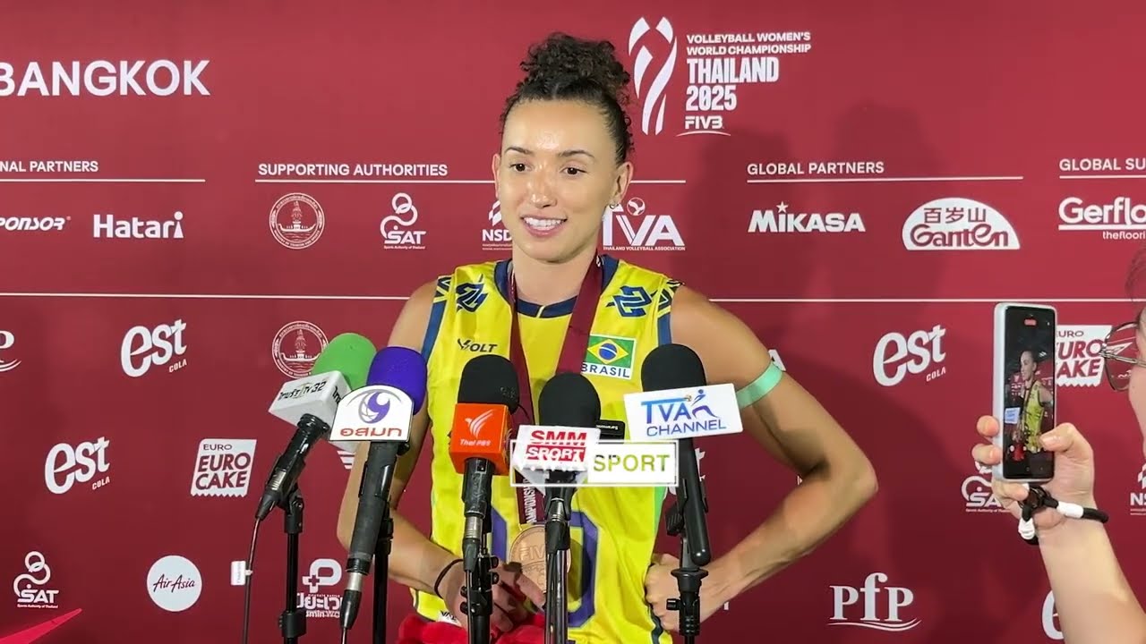 สัมภาษณ์นักกีฬาบราซิล🇧🇷หลังคว้าอันดับที่3วอลเลย์บอลหญิงชิงแชมป์โลกและโค๊ชญี่ปุ่น🇯🇵