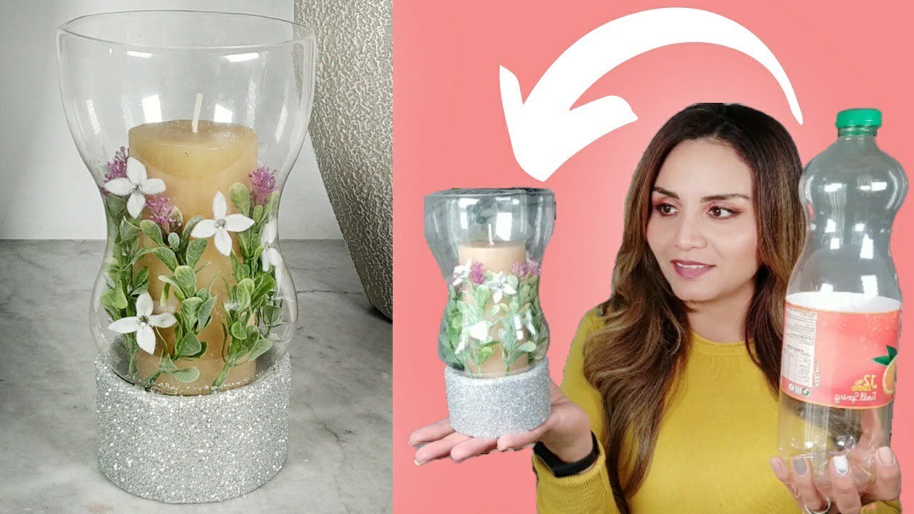 🛑CANDELABRO CON BOTELLA PLASTICA / PORTAVELAS CON MATERIAL RECICLADO♻