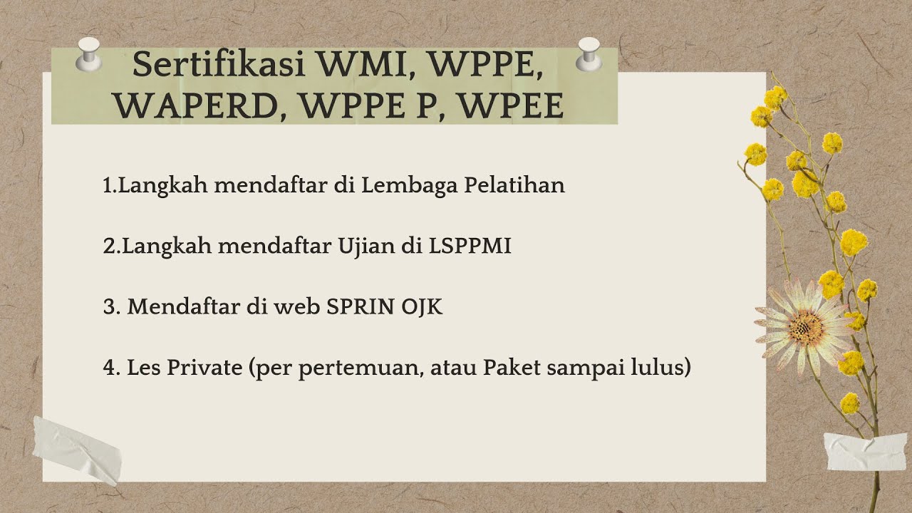 Langkah mengambil  Sertifikasi WMI, WPPE, WAPERD, WPPE P, WPEE