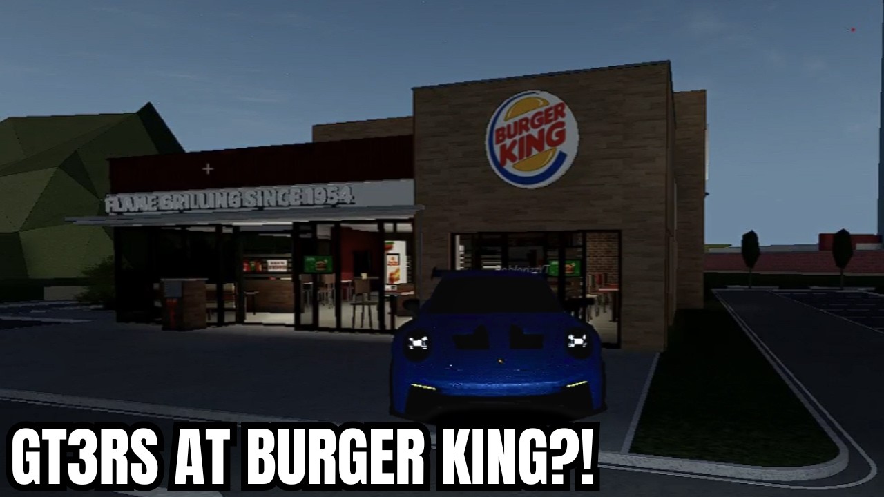 Blue Porsche GT3RS Pulls Up To Burger King In Roblox 🍔🏎️