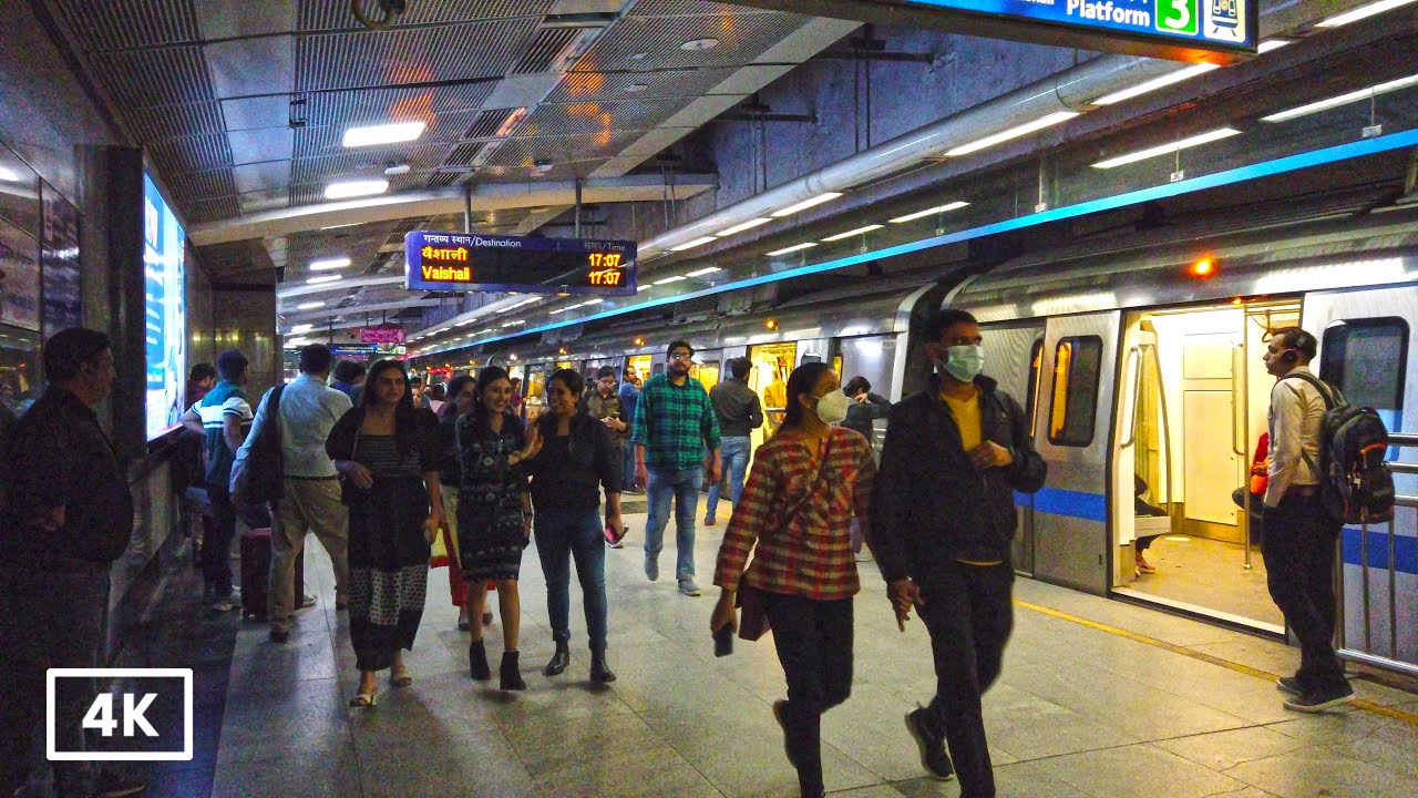 4K INDIA'S BUSIEST METRO STATION TOUR | RAJIV CHOWK METRO STATION | DELHI, INDIA | WALKING IN INDIA