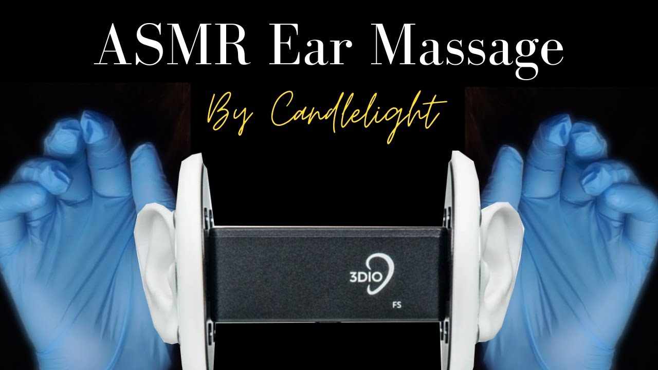 ASMR Ear Massage by Candlelight (Gloves, Crackling, Kiss Sounds)[NO Talking]