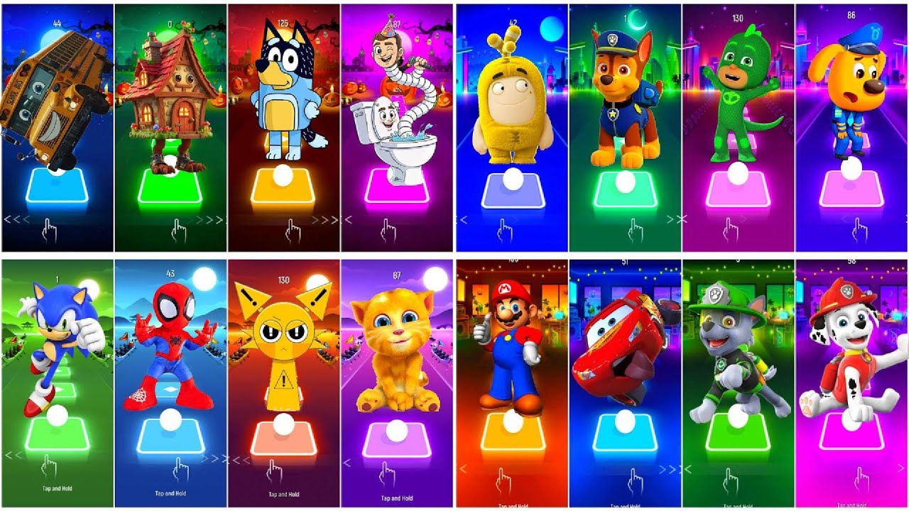 BUS EATER 🆚 EXTRA SLIDE 🆚 SKIBIDI TOILET 🆚 HOUSE HEAD 🆚 ODDBODS | Tiles Hop EDM Rush!