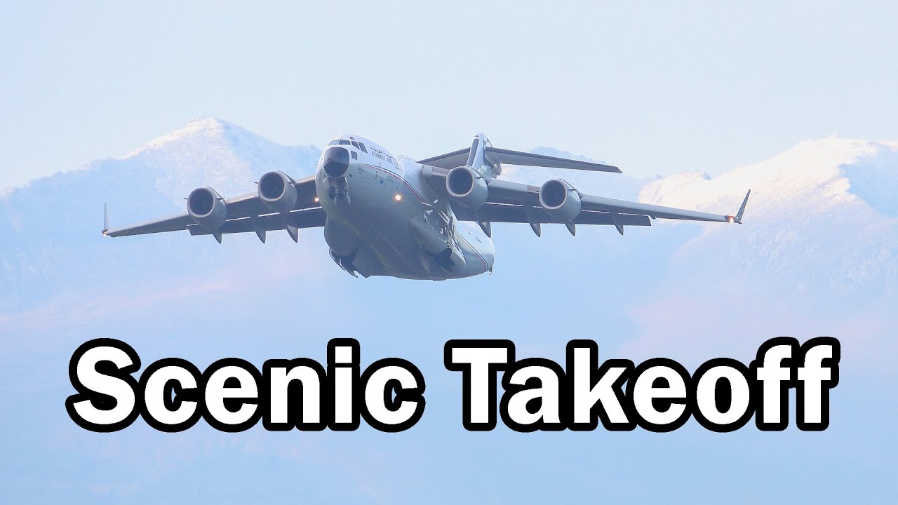 [4K] SCENIC TAKEOFF | Kuwait Air Force C17 Globemaster III at Prestwick Airport