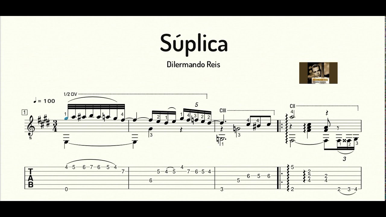 Dilermando Reis - Súplica - Partitura y Tablatura