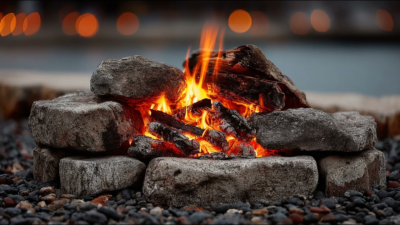 Stone Fire Pit Ambience | Crackling Fire Sounds for Calm & Sleep - Quiet Embers