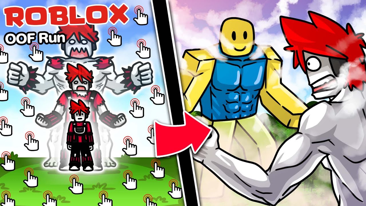 Roblox : OOF Run 🏃 การต่อสู้กับ Noob ที่แข็งแกร่ง ยิ่งกดคลิก ยิ่งแข็งแรง !!!