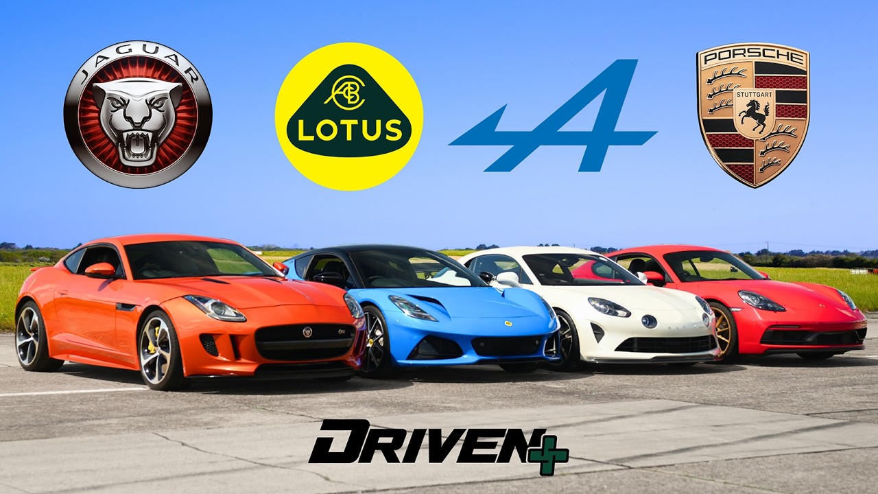 Lotus Emira против Alpine A110 против Cayman GTS 4.0 против Jaguar F-Type | Битва на треке