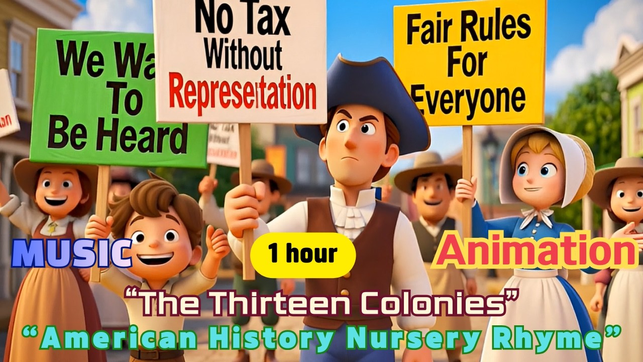 American History Song for Kids – The 13 Colonies | Educational Nursery Rhyme(1 hour)