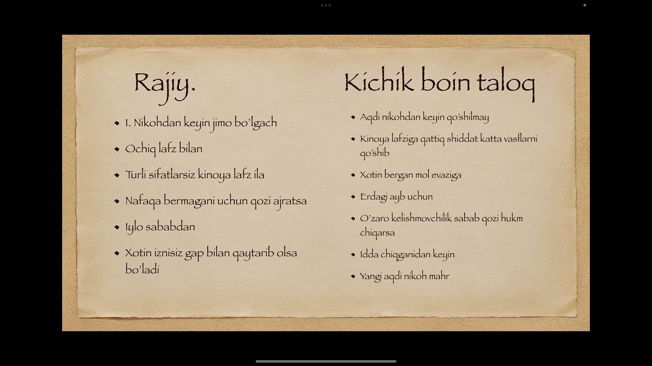 Taloq haqida (hanafiy mazhabi)