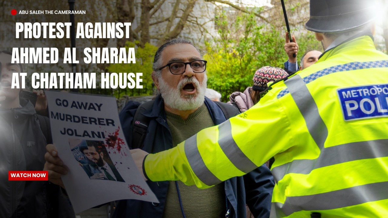 Protest outside Chatham House during Ahmed Al Sharaa 's visit - 31/03/26