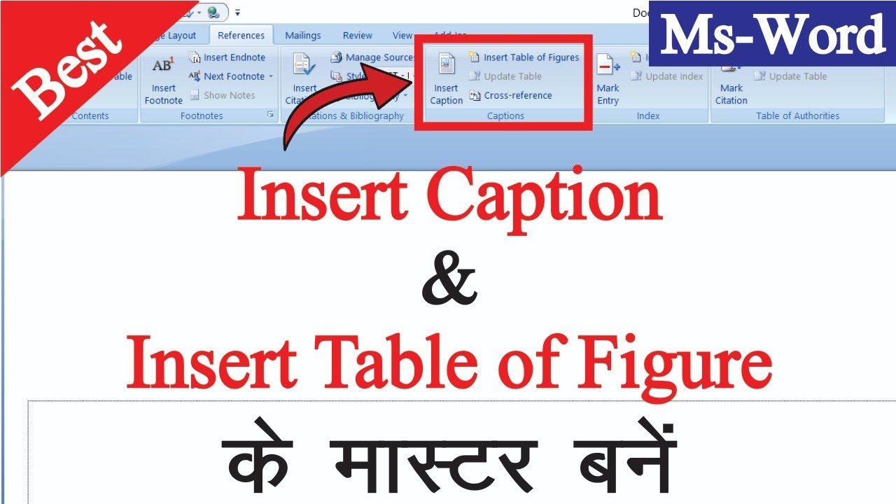 Insert Caption in Ms Word (Hindi) | Insert Caption और Insert Table of Figure का उपयोग करना सीखें