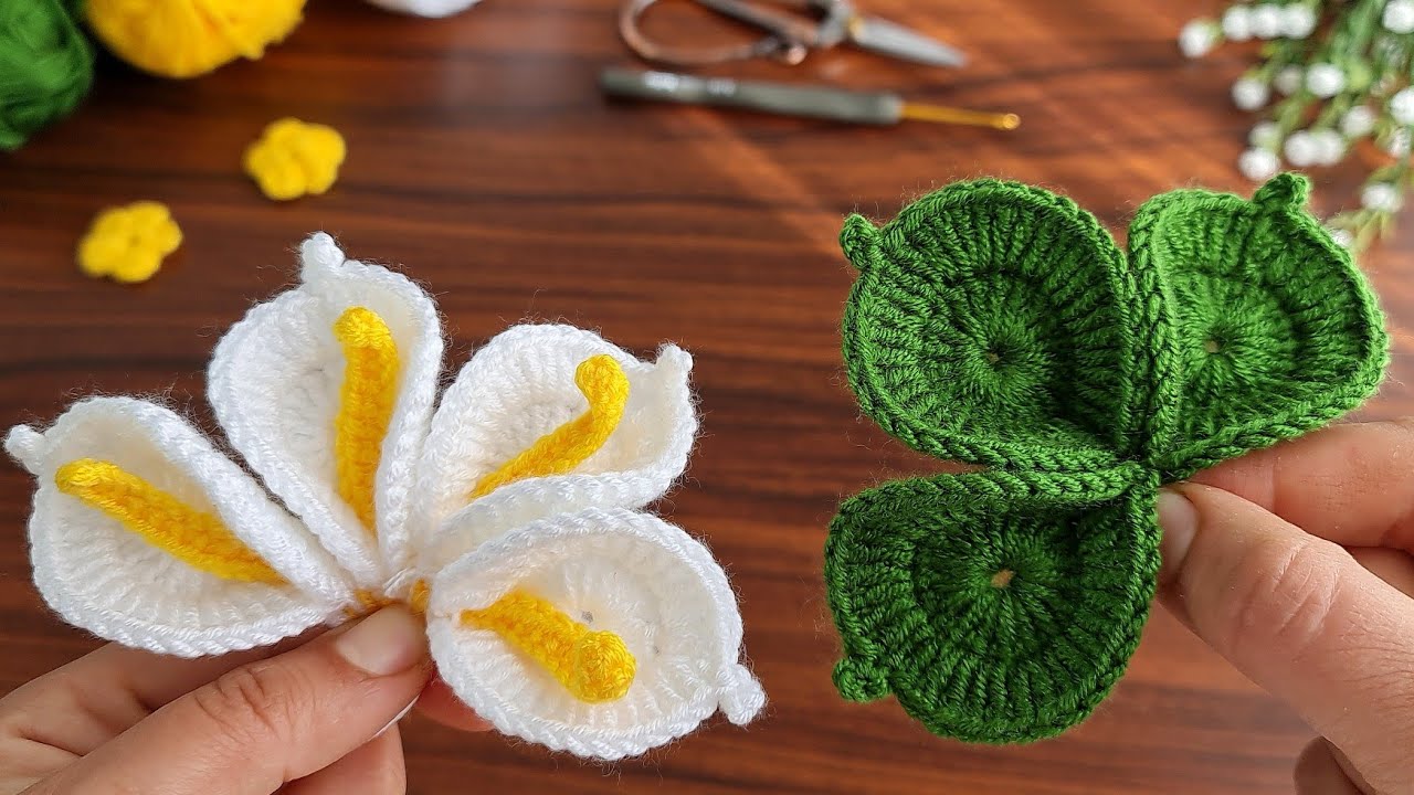 3D⚡💯Wow Amazing 💯👌How to make calla lily crochet flower⚡💯 Super easy crochet flower bouquet making.