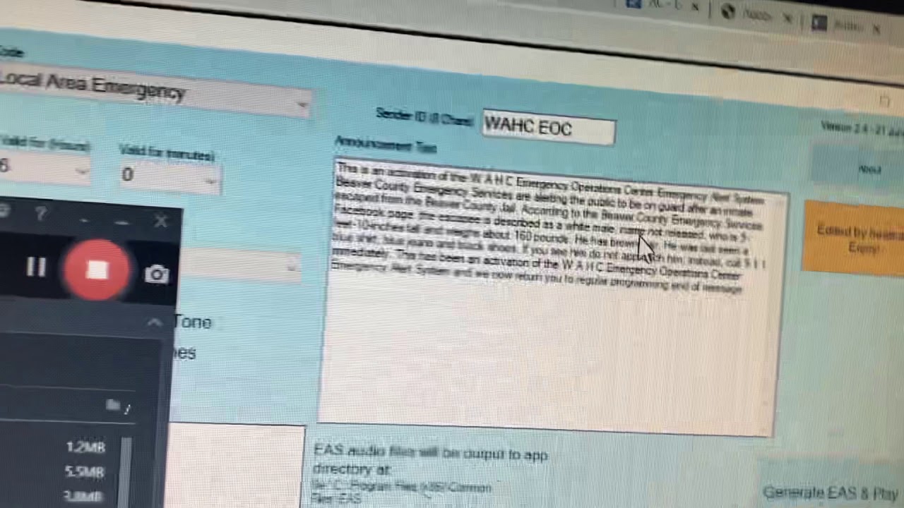 Originating an LAE for an escaped inmate in Beaver County, PA