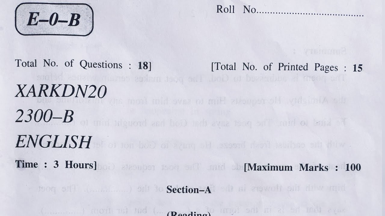 10th class Today's English paper Kashmir Division JKBOSE | 27 Nov 2020 | english