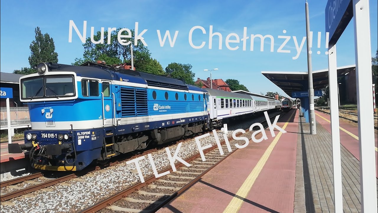 Nurek w Chełmży na pociągu TLK Flisak. Przyjazd i odjazd.