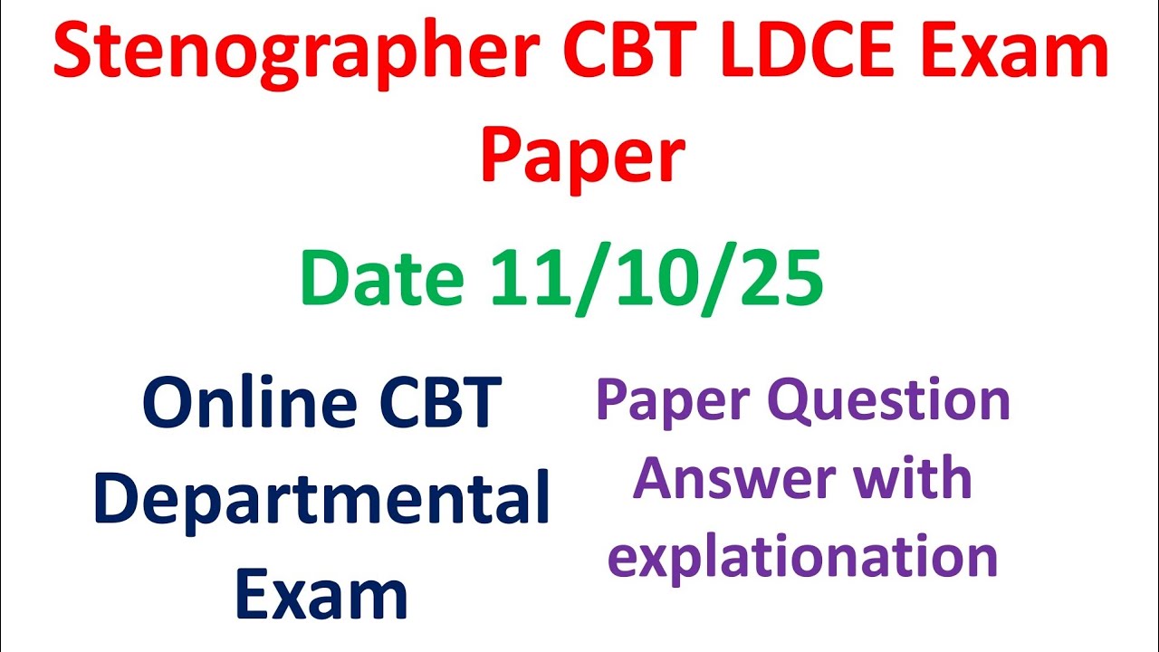 Stenographer LDCE CBT Exam Paper conducted by RRB WESTERN RAILWAY 11/10/25