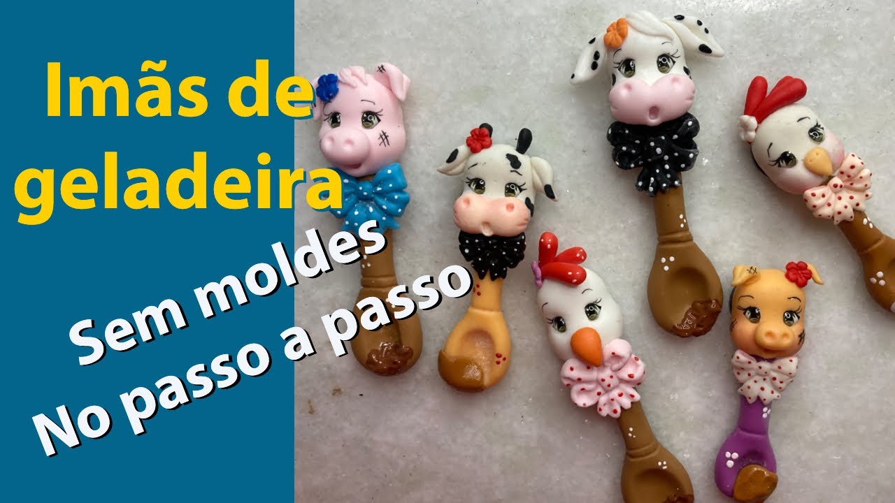 Imãs de geladeira de colherzinhas sem moldes no passo a passo/ de Biscuit