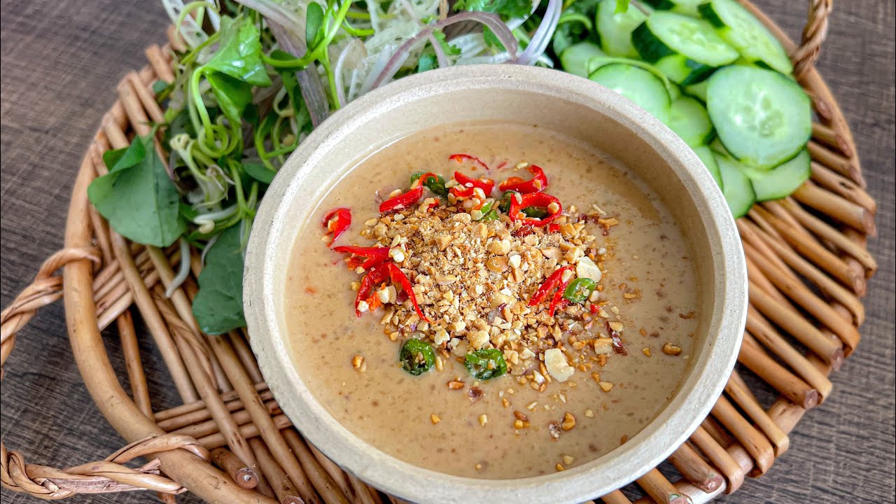 Mắm đậu phộng ăn kèm rau ghém | Món chấm ngon dân dã | Vegan food