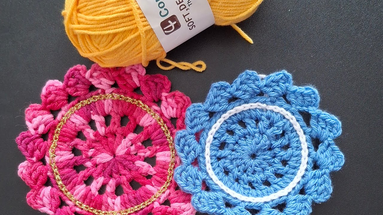 МК🧶Мини подставка под чашку вязаная крючком | узор из 4 рядов для начинающих 🧶Crochet napkin 🧶 