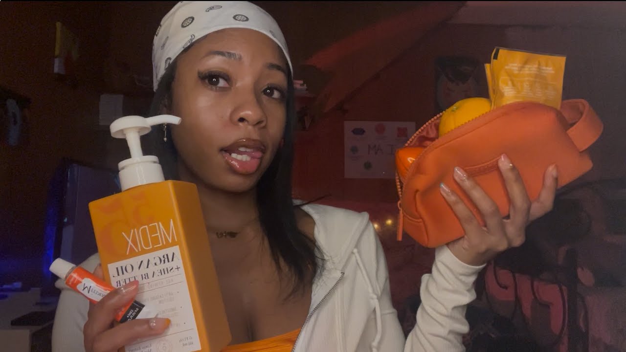 Color coded ASMR RP 🧡🍊 | Doing your makeup with everything BUT makeup (fast & aggressive!!)