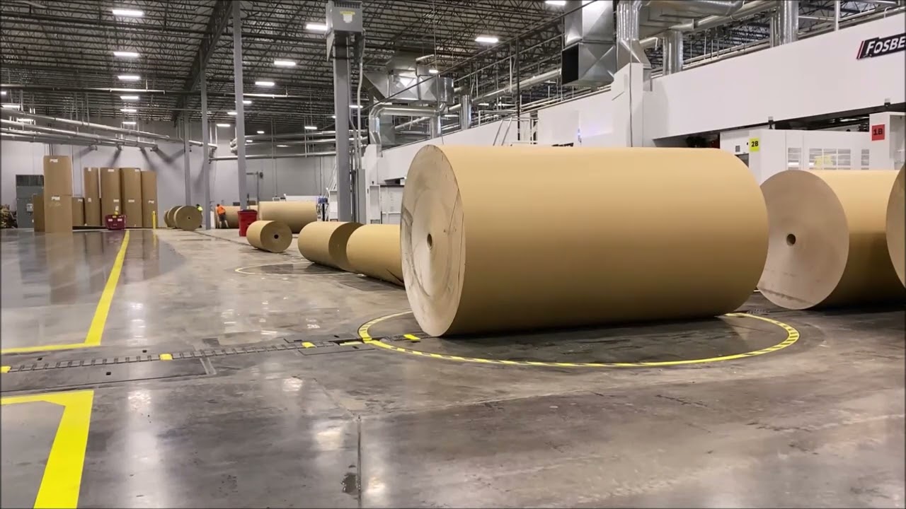 Green Bay Packaging Tulsa May 2022.  Harmax roll delivery to Fosber 1500FPM Link M-3  unwind stands.