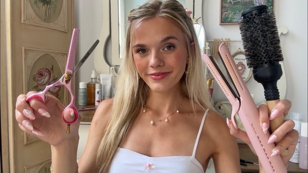 ASMR Hair Salon Roleplay 🪷🪞 (magazines, brushing, clipping, trim, styling)