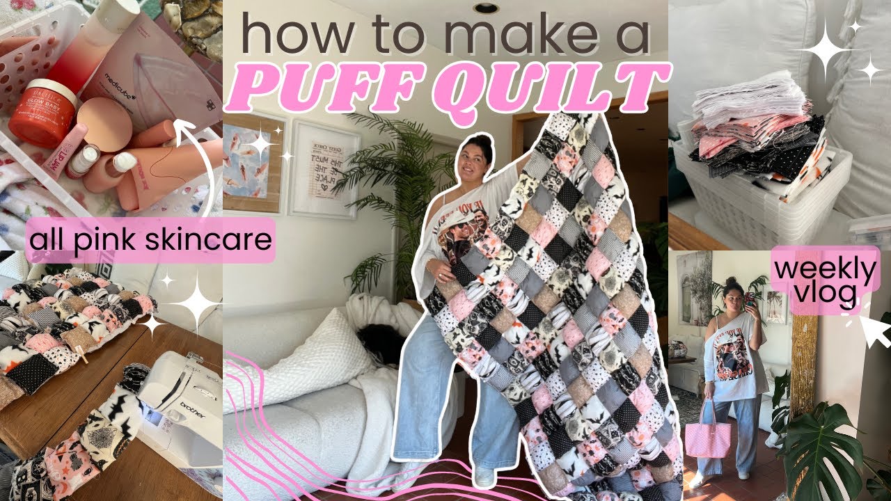 как сделать лоскутное одеяло🫶🏼🎀🧵 | еженедельный видеоблог, уход за кожей в розовых тонах, пошагов...