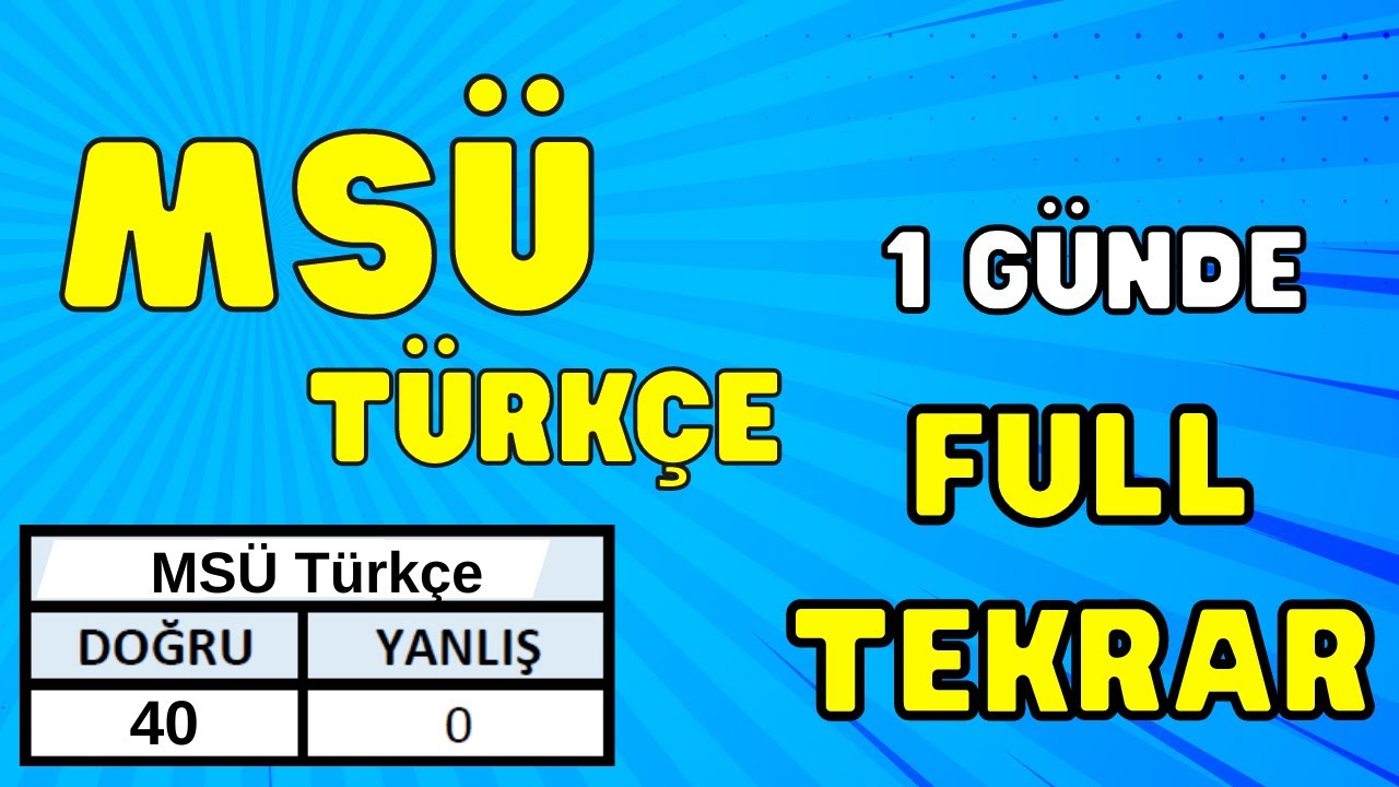 MSÜ Türkçe Genel Tekrar | 2023 MSÜ Türkçe Full Tekrar | Kutlu Hoca