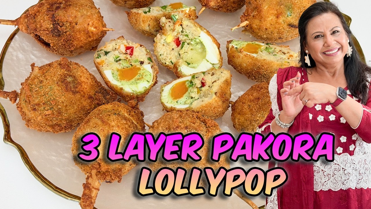 Iftar Special! 3 Layer Pakora Lollypops! Recipe in Urdu Hindi - RKK