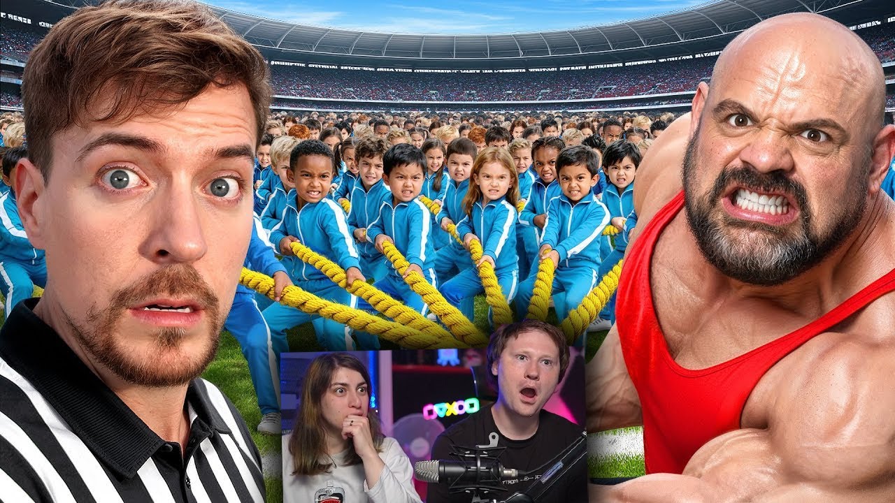 100 Детей VS Самый Сильный Человек В Мире! | РЕАКЦИЯ на MrBeast