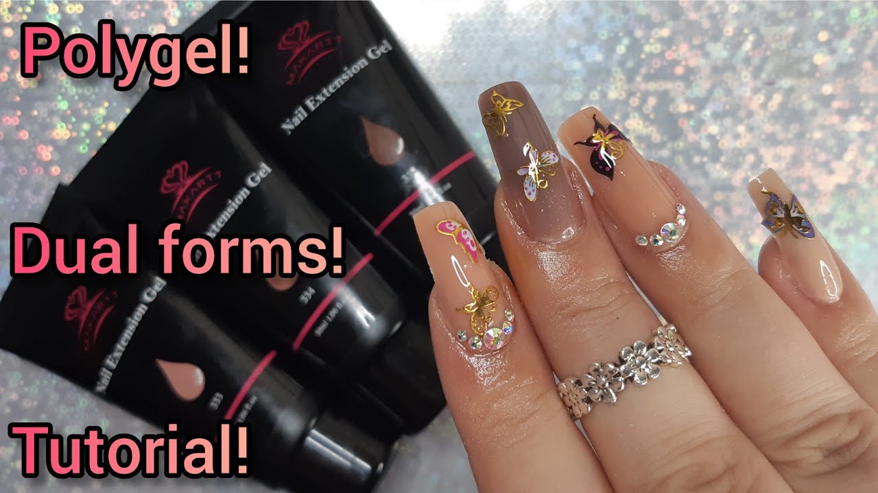 HOW TO: POLYGEL nails using DUAL FORMS! In depth TUTORIAL! MAKARTT NUDE POLYGEL KIT!