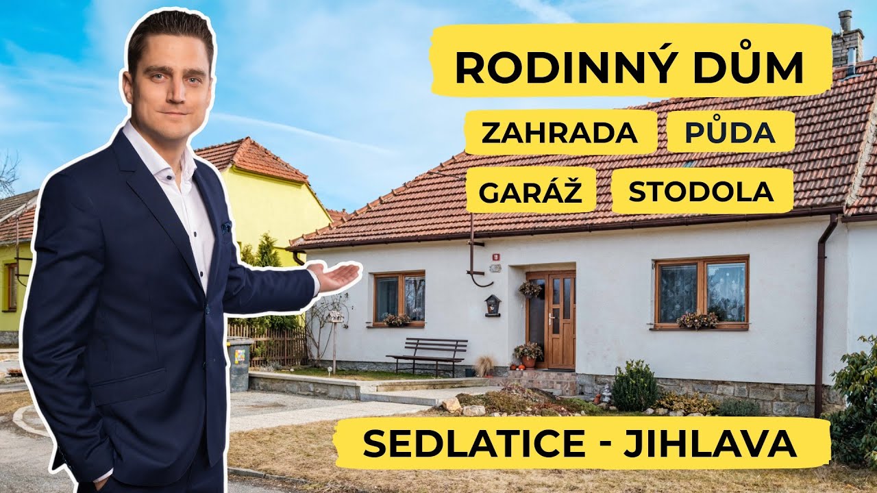 Prodej rodinného domu s půdou, garáží, stodolou, dílnou a velkou zahradou - Sedlatice, okr. Jihlava