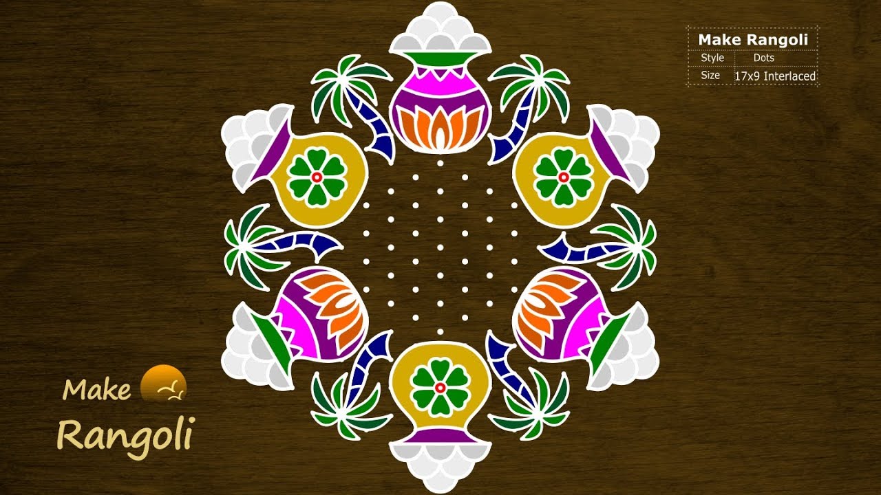 Bhogi Kundalu with 17x9 dots | Pongal Pot Kolam | Sankranthi Muggulu | Make Rangoli