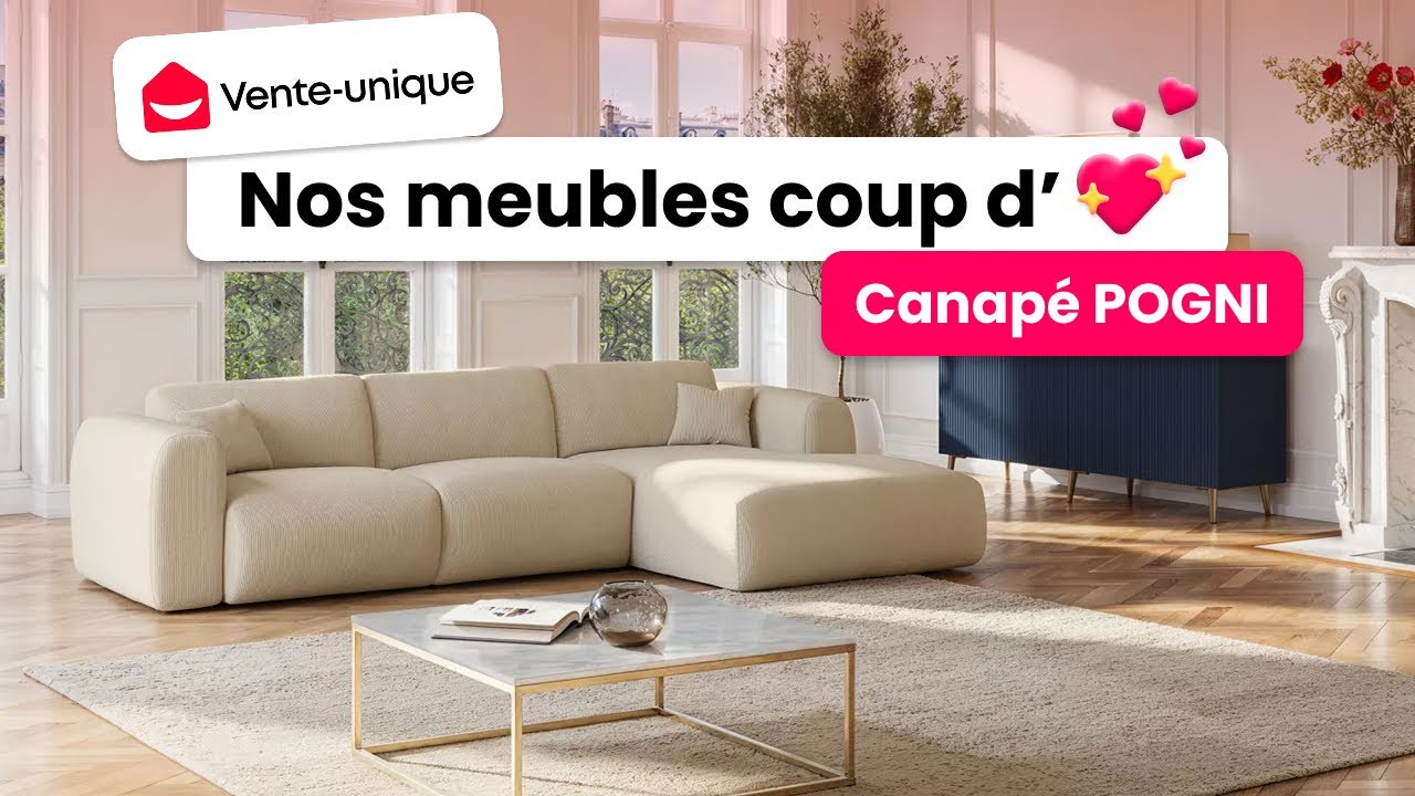 Canap&eacute; d'Angle en tissu beige POGNI