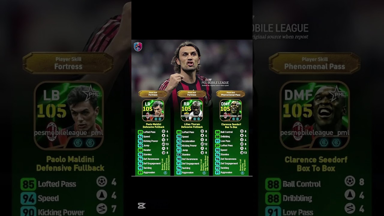 PAOLO MALDINI , LILIAN THURAM AND CLARENCE SEEDORF #shorts #efootball #efootball2025