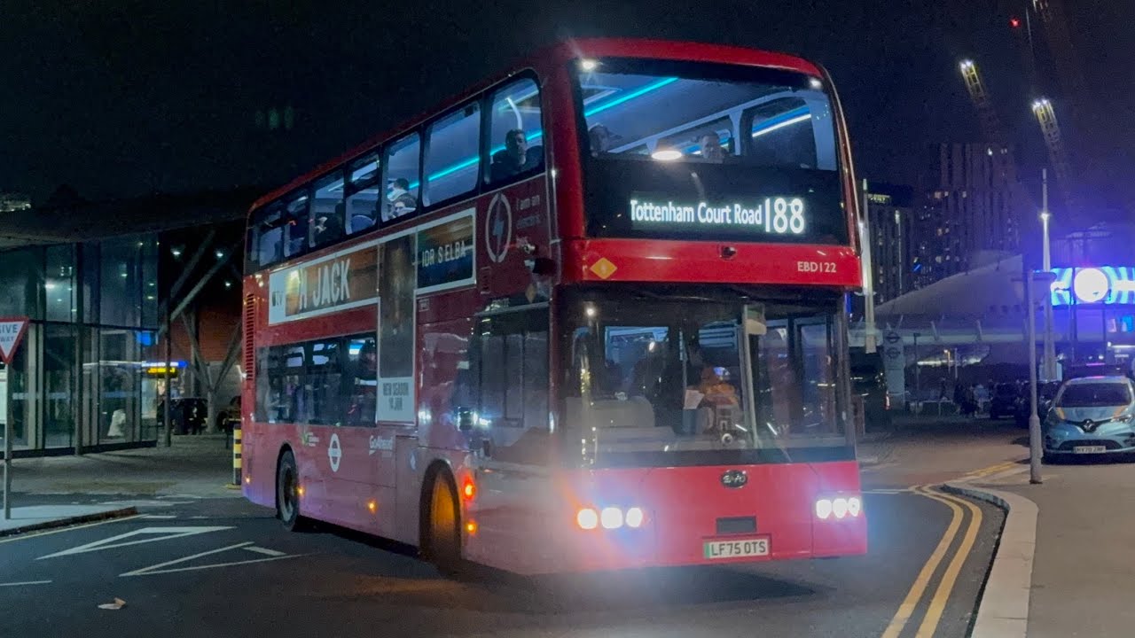 Full Route Visual | Route 188 | North Greenwich to Tottenham Court Road | EBD120 LA25 EVT