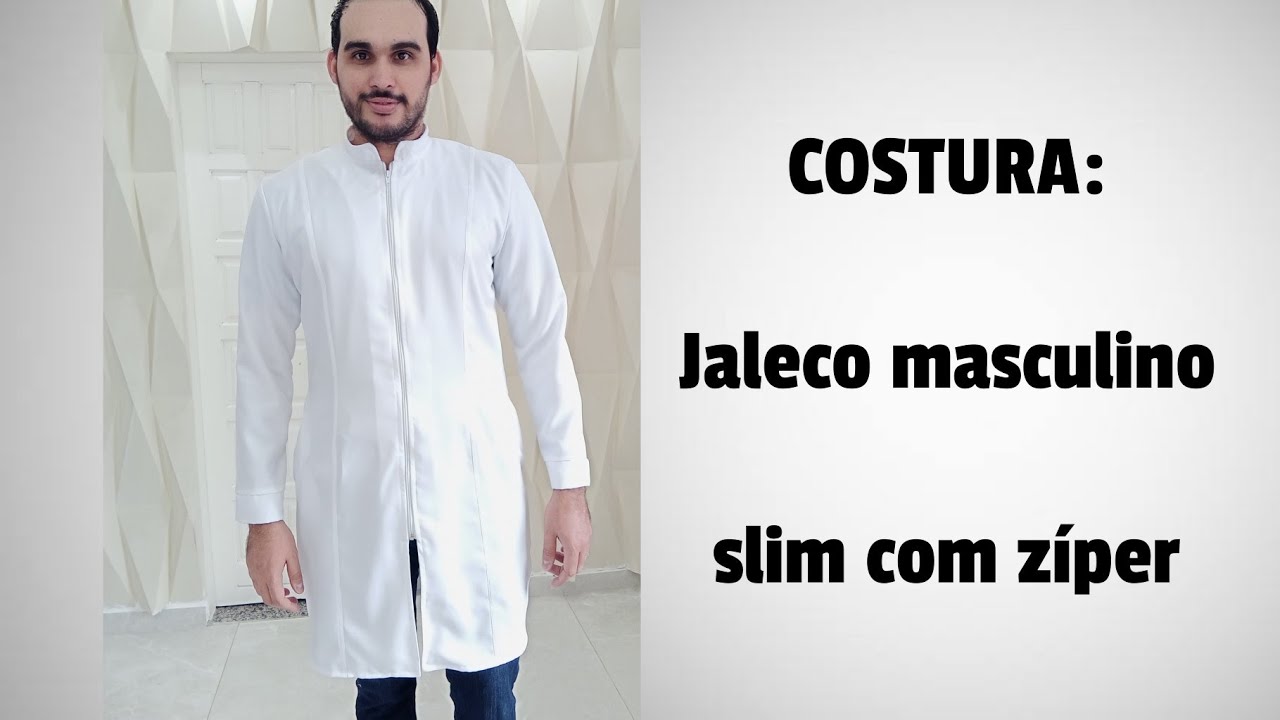 Costura: Jaleco masculino slim com zíper