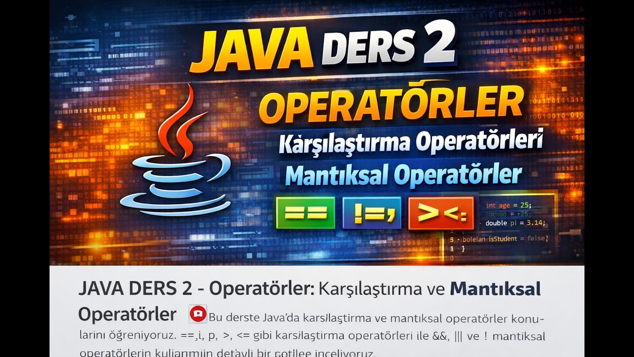 Java Ders 2 – Operatörler konusunu detaylı şekilde öğreniyoruz 🚀