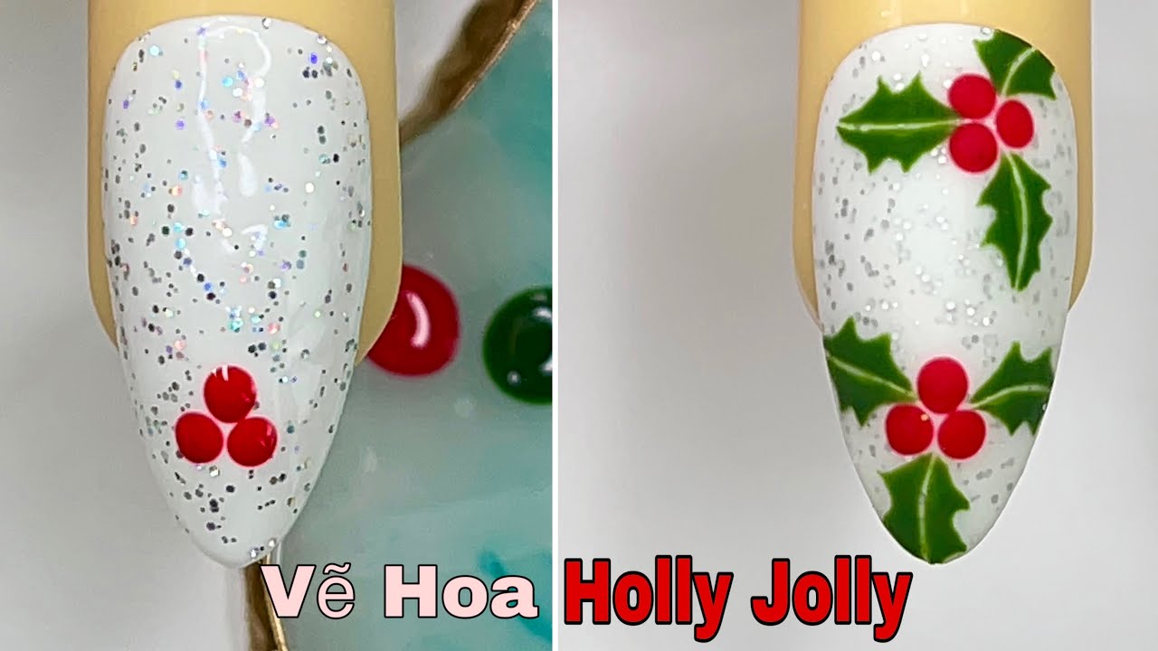 Easy Holly Jolly Nail Art For Beginner 💖Vẽ Hoa💅 New Nails Design 💝 New Nails