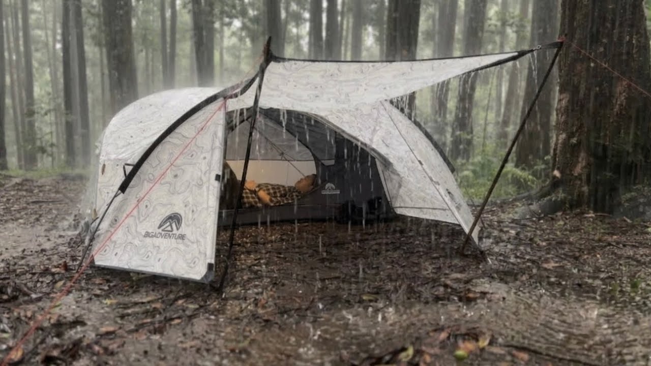 Long Heavy Rain Camping || Solo Camping in Long Heavy Rain Camping until Morning