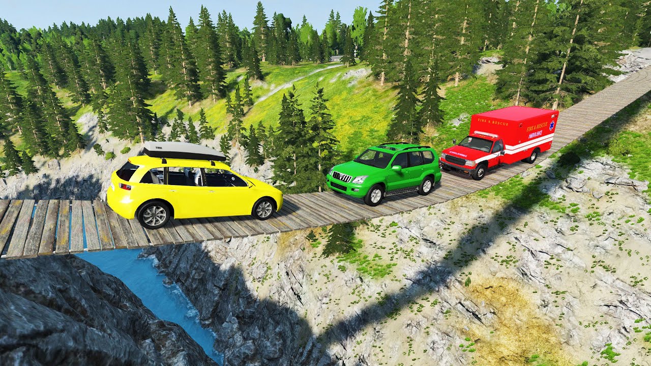 Cars vs Suspension Bridge - BeamNG Drive
