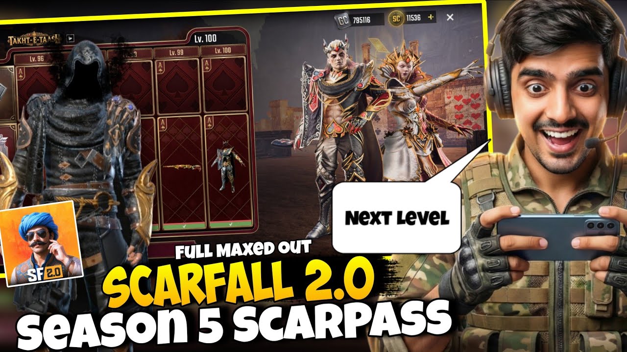 Scarfall 2.0 Season 5 Scarpass 100 Level Full Maxed Out 😱 Best Scarpass Ever🔥