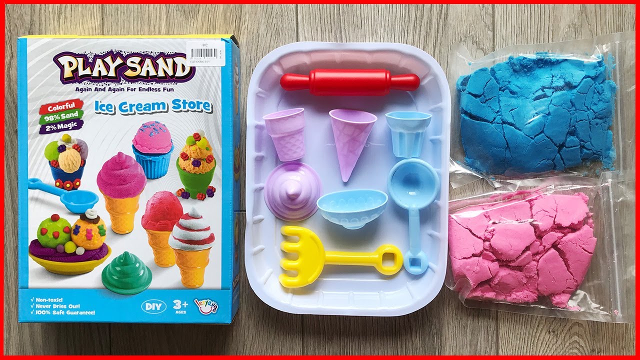 CỬA HÀNG BÁN KEM, BỘ CÁT ĐỘNG LỰC 8 KHUÔN -  Kinetic sand, ice cream store (Chim Xinh channel)