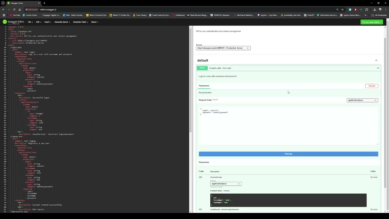 Swagger Login.php