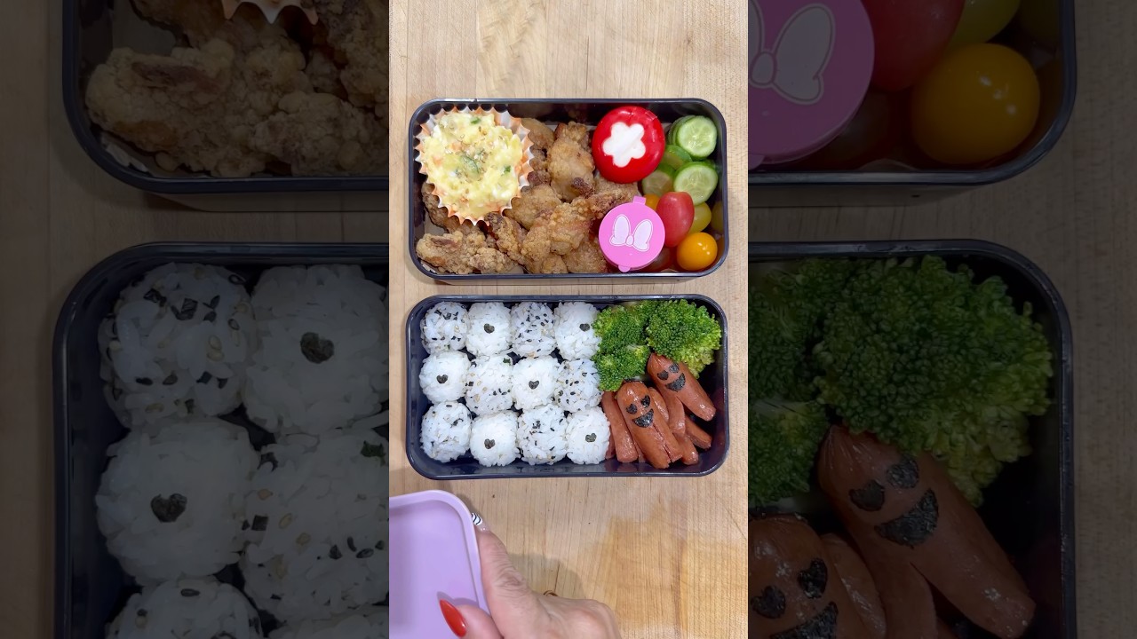 Карааге и рисовые шарики на обед моему мужу🍗🍙🥦 #обеддлямужа #карааге #рис #нори #бентонит