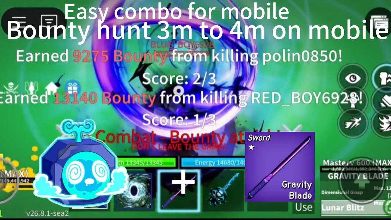 [ Part 3 ]Road 3m to 4m Bounty hunting [ Easy combo for mobile ] Blox fruit