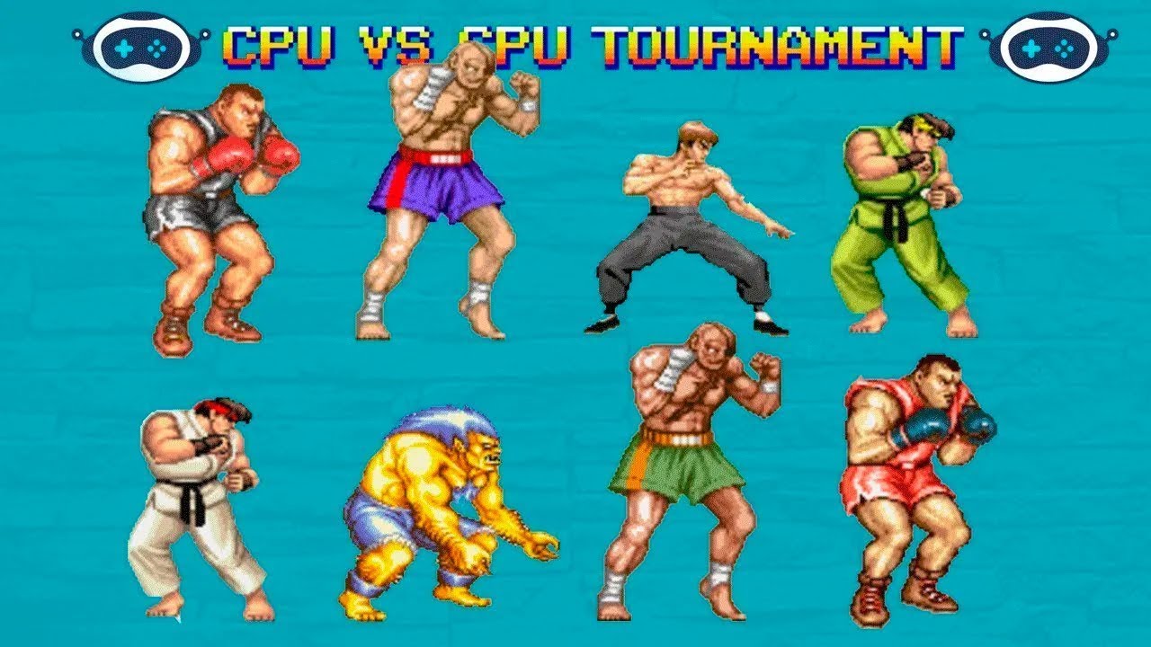 STREET FIGHTER 2 - THE NEW CHALLENGERS  - CPU Vs CPU FULL AI TOURNAMENT BATTLE - SNES VERSION