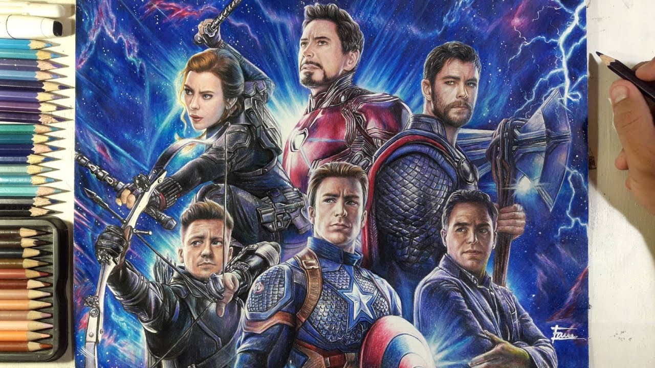วาดอเวนเจอร์ส Drawing Avengers Endgame -The Original Six | Fame Art