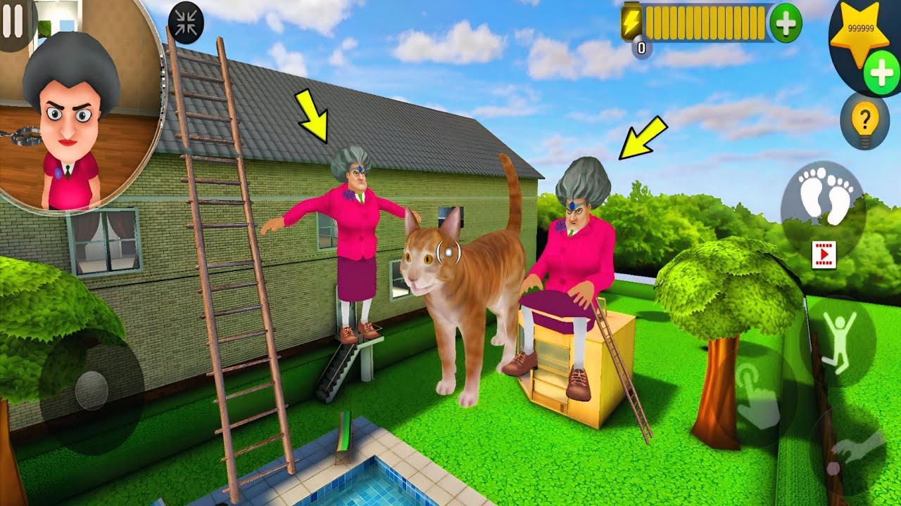 GIANT Miss T & Her HUGE Cat Took Over the House 😱 Scary Teacher 3D